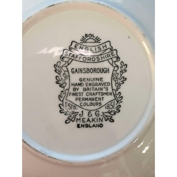 Vintage English Staffordshire Gainsborough Hand Engraved B&W Rose Fruit Bowl - Picture 4 of 4